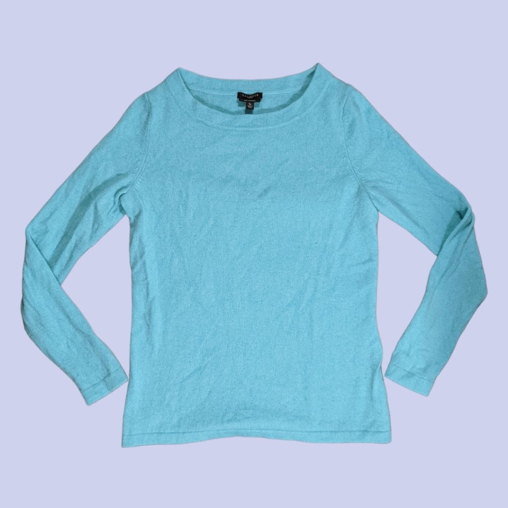 Talbots | Women's Pure Cashmere Long Sleeve Sweater Turquoise Petite Small